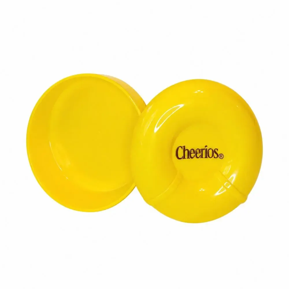 Cheerios Tot Yellow Plastic Snack Containers Flip-Top Lids Set of 2